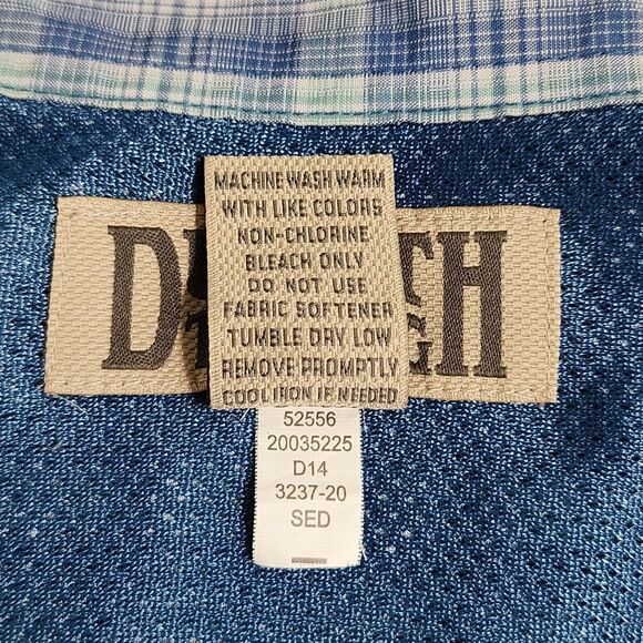 Duluth Trading Mens Roll-Tab Sleeve Plaid Vented-Back Button-Down Shirt Blue XL - Picture 7 of 7